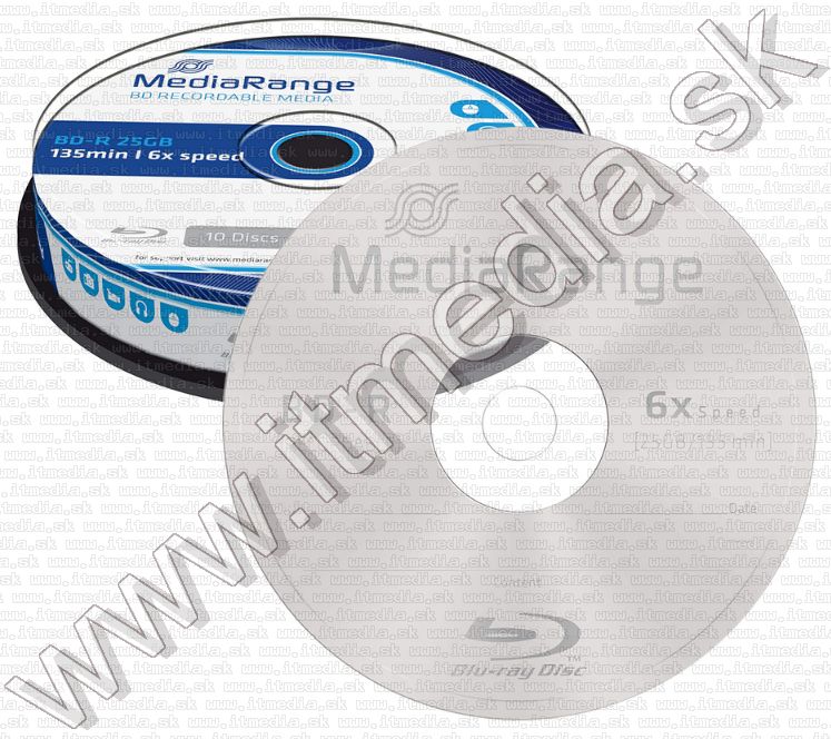 Image of MediaRange BluRay BD-R 6x (1 layer) 10cake (MR499) (IT14793)